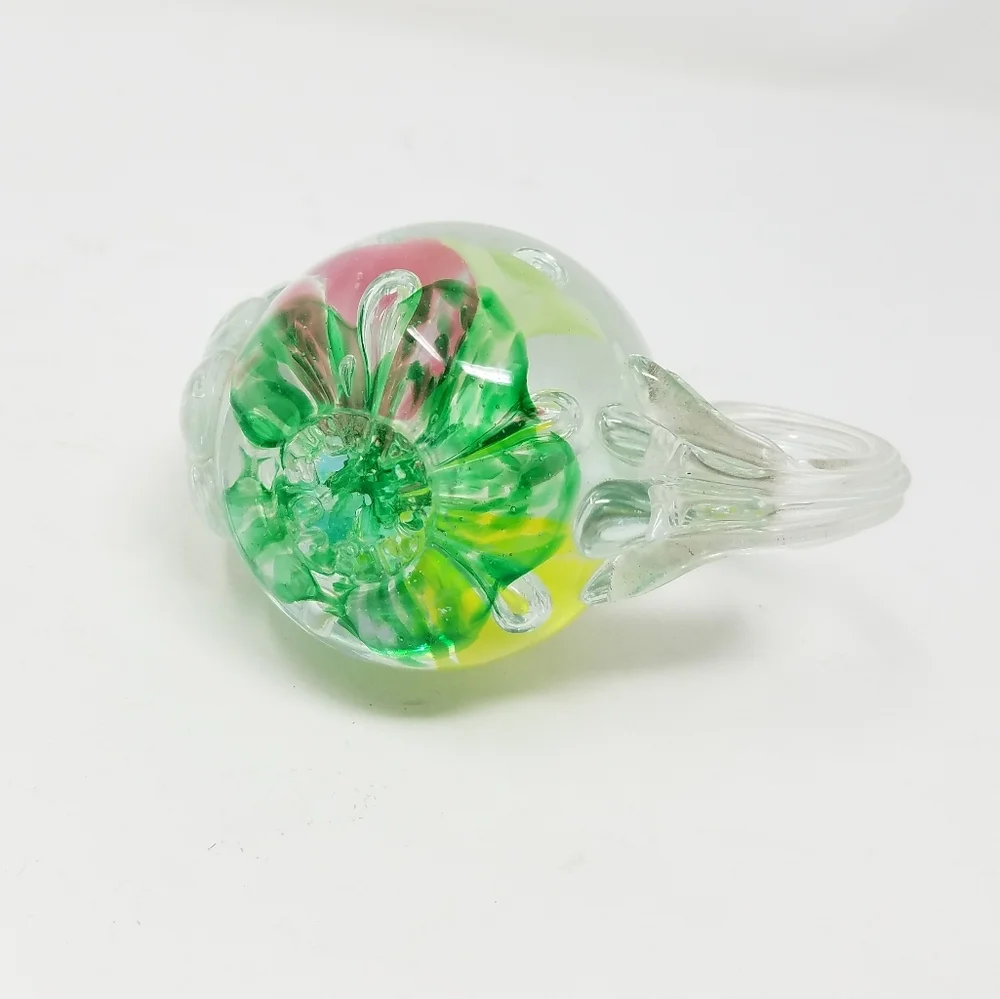 Vtg Joe St Clair‎ clear Studio Art Glass teapot paperweight ring holder vanity